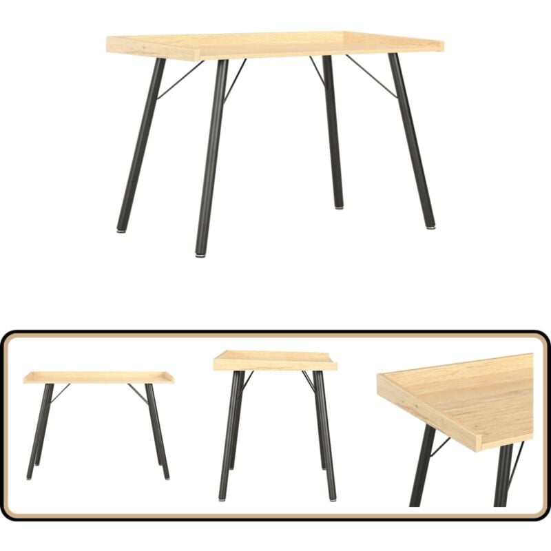 Vidaxl - Schreibtisch Eiche 90×50×79 cm - Schreibtisch - Eiche Optik - Schwarzer Schreibtisch - Home Office Möbel - Bürostuhl