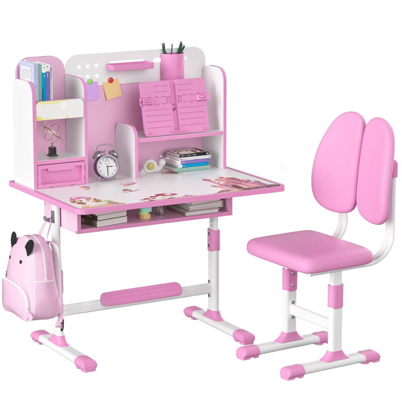 Schreibtisch für Grundschüler, einfacher Schreibtisch und Stuhl für Kinder zu Hause, verstellbares Tischset