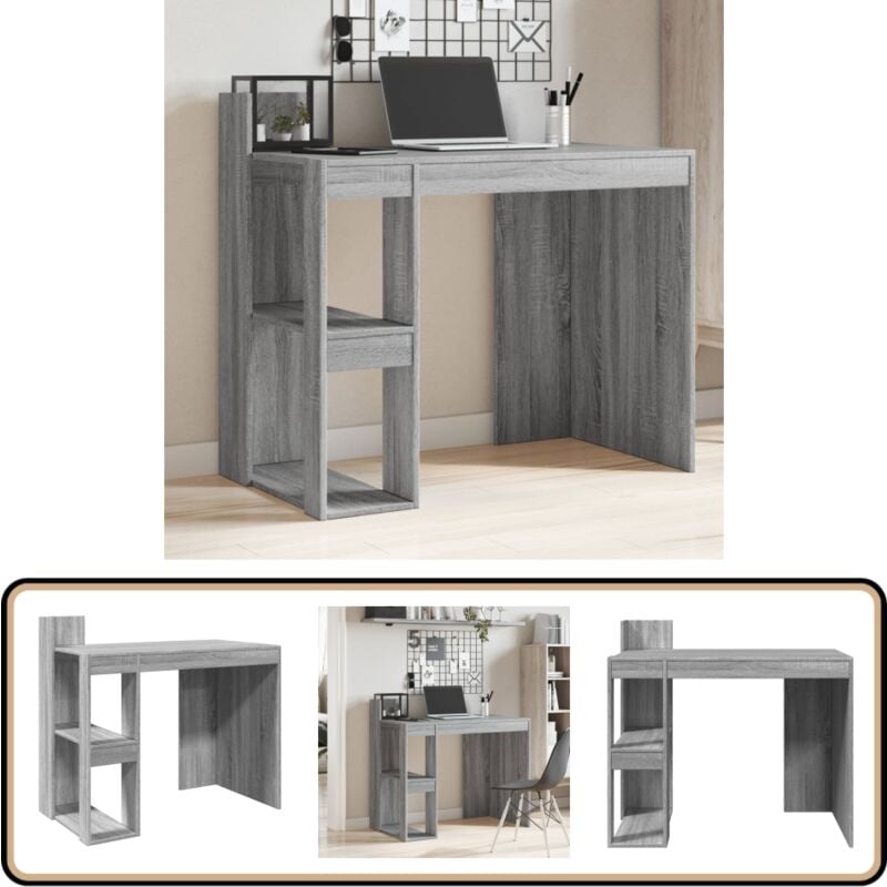 Schreibtisch Grau Sonoma 103,5x56,5x94 cm Holzwerkstoff - Bürotisch - Schreibtisch Grau - Schreibtisch Klein - Home Office - Arbeitsplatzgestaltung