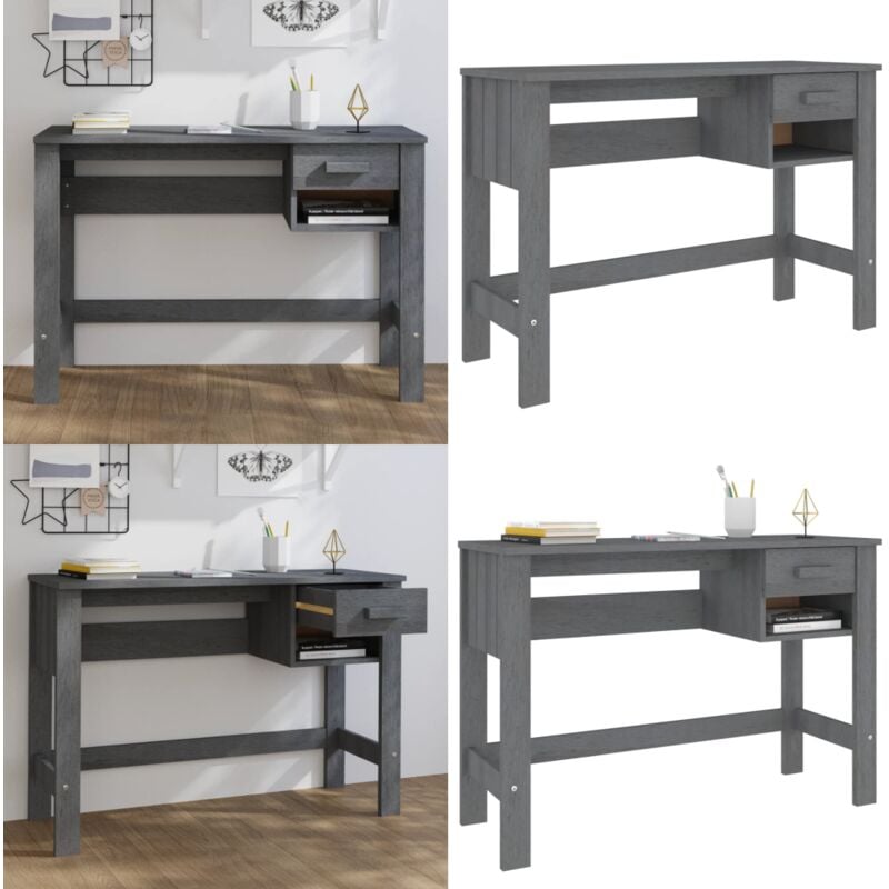 Schreibtisch hamar Dunkelgrau 110x40x75 cm Massivholz Kiefer - Holz Schreibtisch - Schreibtisch Dunkelgrau - Bürotisch - Home Office - Arbeitszimmer