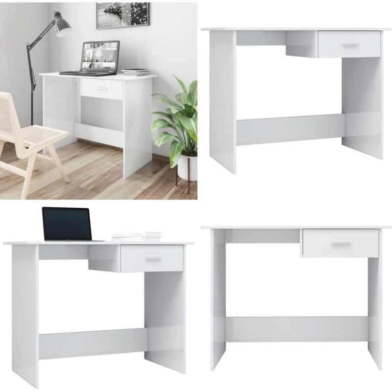 Vidaxl - Schreibtisch Hochglanz-Weiß 100×50×76 cm Holzwerkstoff - Schreibtisch - Bürostuhl - Home Office - Weißer Schreibtisch - Moderner