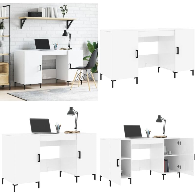 Vidaxl - Schreibtisch Hochglanz-Weiß 140x50x75 cm Holzwerkstoff - Schreibtisch - Bürotisch - Home Office - Arbeitsplatz - Weißer Schreibtisch - Home