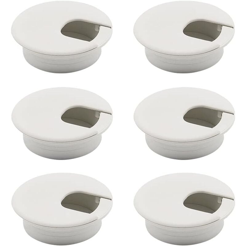 Schreibtisch-Kabeltülle, 6 Stück, weiße Kabeltülle, runde versenkte Kabeltülle, Kabellochabdeckung, Schreibtisch-Kabeltülle, Schreibtisch-Kabeltülle,
