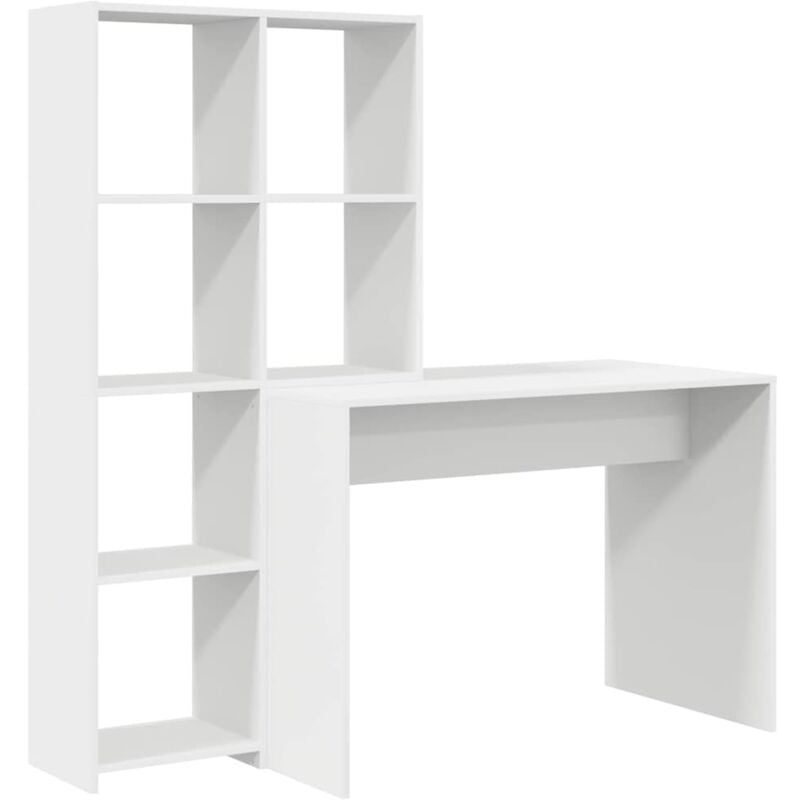 Schreibtisch mit Regal Weiß 138.5 x 55 x 143 cm Holzwerkstoff Vidaxl