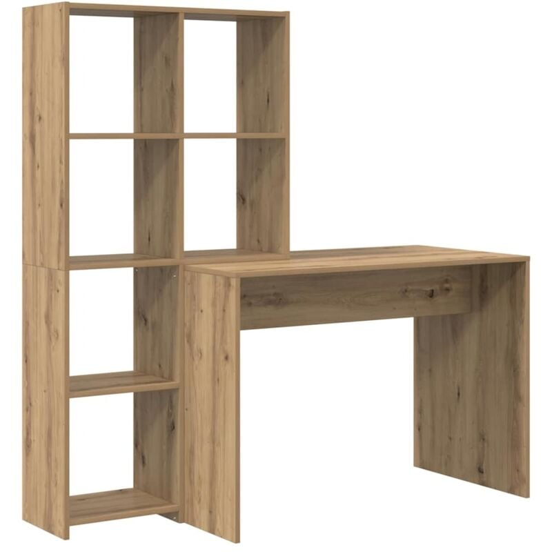 Schreibtisch mit Regal Eiche handwerklich 138.5 x 55 x 143 cm Vidaxl