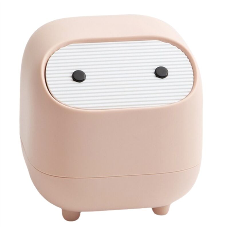 Tlily - Schreibtisch-Mülleimer, kleiner Bürobedarf, Mini-Doppelschicht-Push-Down-Mülleimer, süße Müllaufbewahrungsbox-Pink