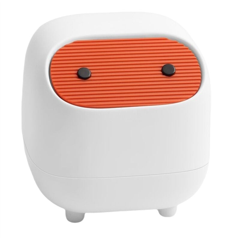 Schreibtisch-Mülleimer, kleiner Bürobedarf, Mini-Doppelschicht-Push-Down-Mülleimer, süße Müllaufbewahrungsbox-Weiß