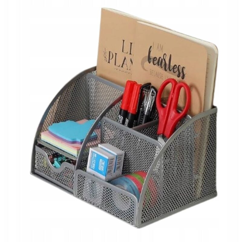 Schreibtisch-Organisator Werkzeugkasten 6 Fächer Schublade Grau