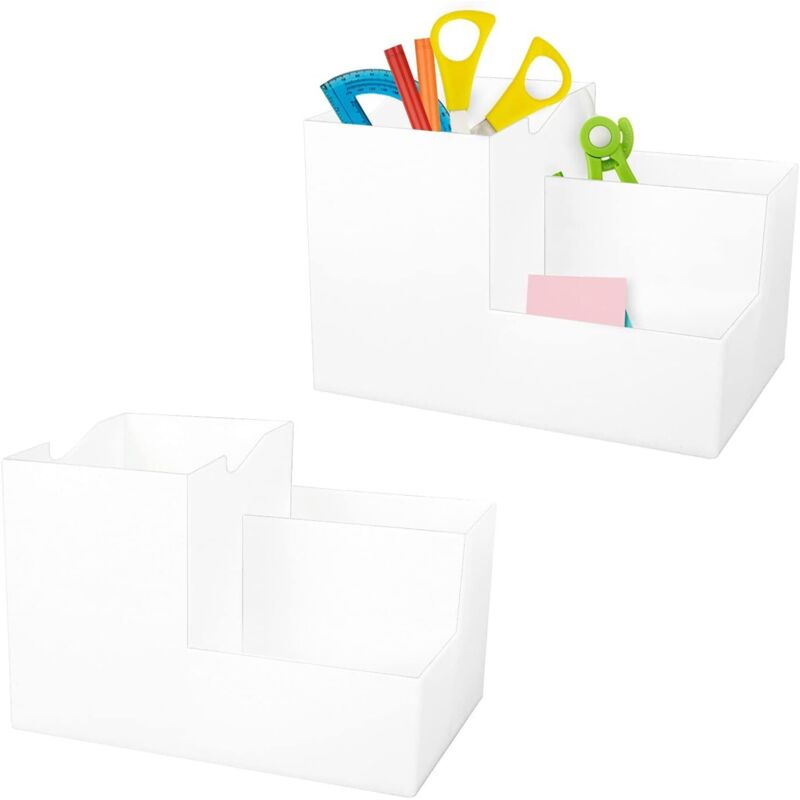 Schreibtisch-Organizer, 2 Stück, Schreibwaren-Aufbewahrungsbox, multifunktionaler Kunststoff-Stifthalter, 4 Fächer, große Kapazität,