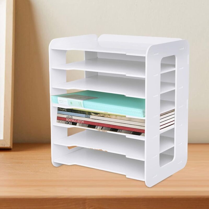 Schreibtisch Organizer 7-Tier Büro Organizer Briefablage Weiß Dokumentenablage für Zuhause, Büro, Schule