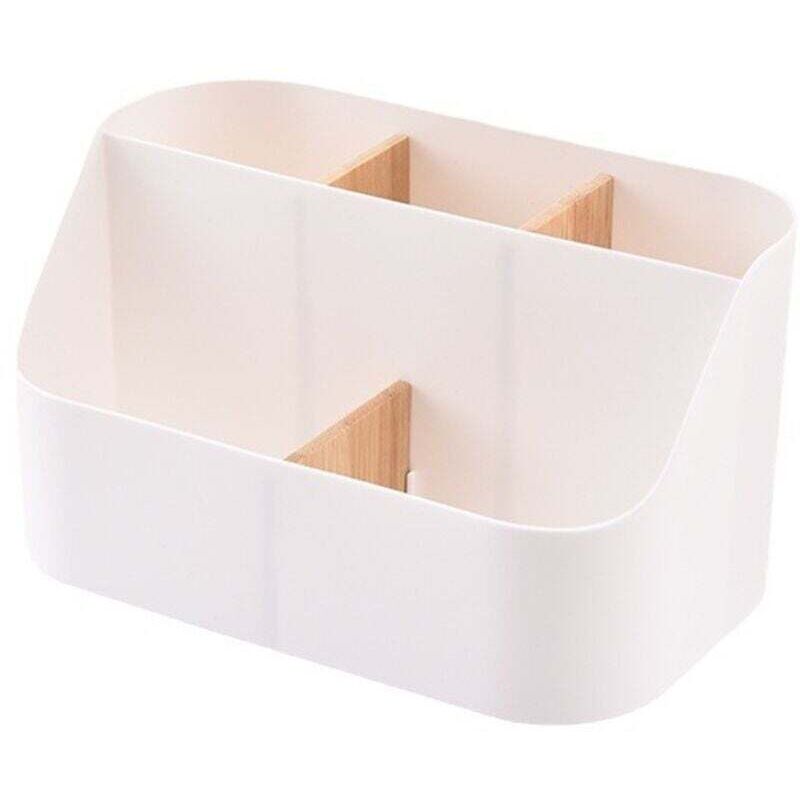 Schreibtisch-Organizer, Aufbewahrungsbox, Bürobedarf, Stifthalter mit Holzfächern, für Büro, Schule, Zuhause, Weiß