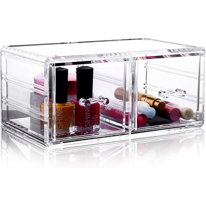 Alovez - Schreibtisch-Organizer aus Acryl, Schubladen-Organizer und Zubehör mit 2 Schubladen für Zuhause