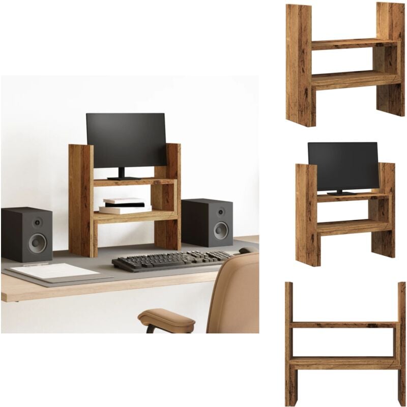 Schreibtisch-Organizer Verstellbar Altholz-Optik 40x17x41 cm - Schreibtisch-Organizer - Schreibtisch-Regal - Schreibtisch-Ablage - Desktop-Organizer