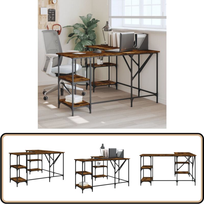 Vidaxl - Schreibtisch Räuchereiche 139x139x75 cm Holzwerkstoff - Bürotisch - Schreibtisch - Holzwerkstoff - Schreibtisch L-form - Industriel Style