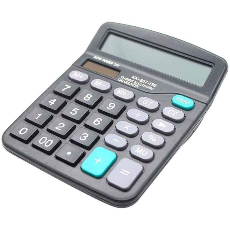 Schreibtisch Rechner, 12 Stelliger Solar Batterie BüRo Rechner mit GroßEm LCD Display GroßE Empfindliche Taste