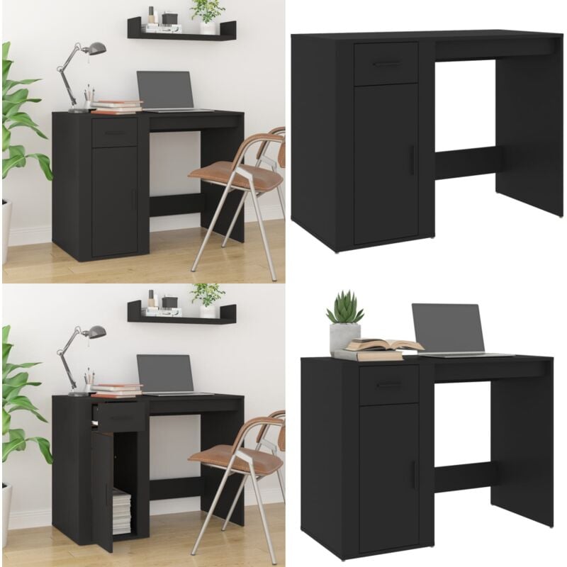 Vidaxl - Schreibtisch Schwarz 100x49x75 cm Holzwerkstoff - Schwarzer Schreibtisch - Schreibtisch Schwarz - Holzwerkstoff Tisch - Moderner