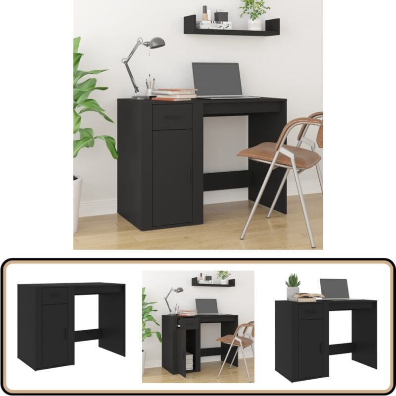 Schreibtisch Schwarz 100x49x75 cm Holzwerkstoff - Schwarzer Schreibtisch - Schreibtisch Schwarz - Holzwerkstoff Tisch - Moderner Schreibtisch