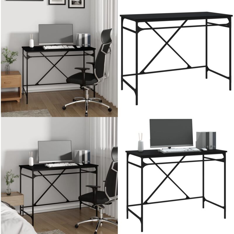 Schreibtisch Schwarz 100x50x75 cm Holzwerkstoff und Eisen - Schwarzer Schreibtisch - Industrierstil Schreibtisch - Holzwerkstoff Schreibtisch