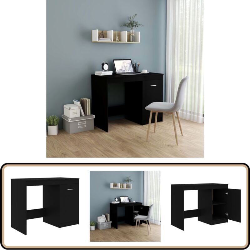Vidaxl - Schreibtisch Schwarz 100x50x76 cm Holzwerkstoff - Schwarzer Schreibtisch - Schreibtisch Aus Holzwerkstoff - Moderner Schreibtisch
