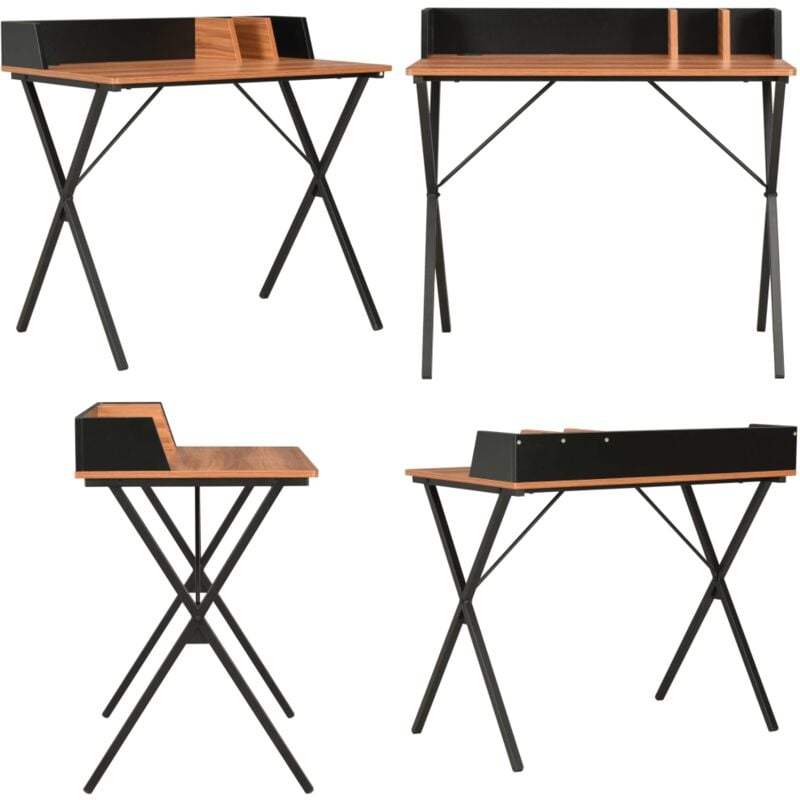 Schreibtisch Schwarz und Braun 80x50x84 cm - Schreibtisch - Home Office Möbel - Bürostuhl - Laptoptisch - PC Schreibtisch - Home & Living