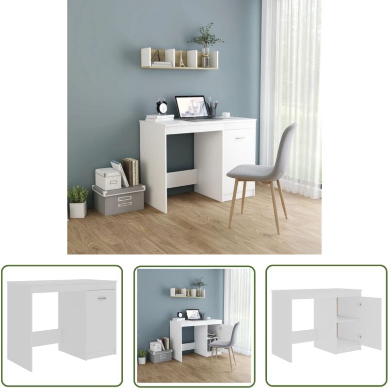 Longziming - The Living Store Schreibtisch Weiß 100×50×76 cm Holzwerkstoff - Schreibtisch - Weißer Schreibtisch - Bürostuhl - Home Office