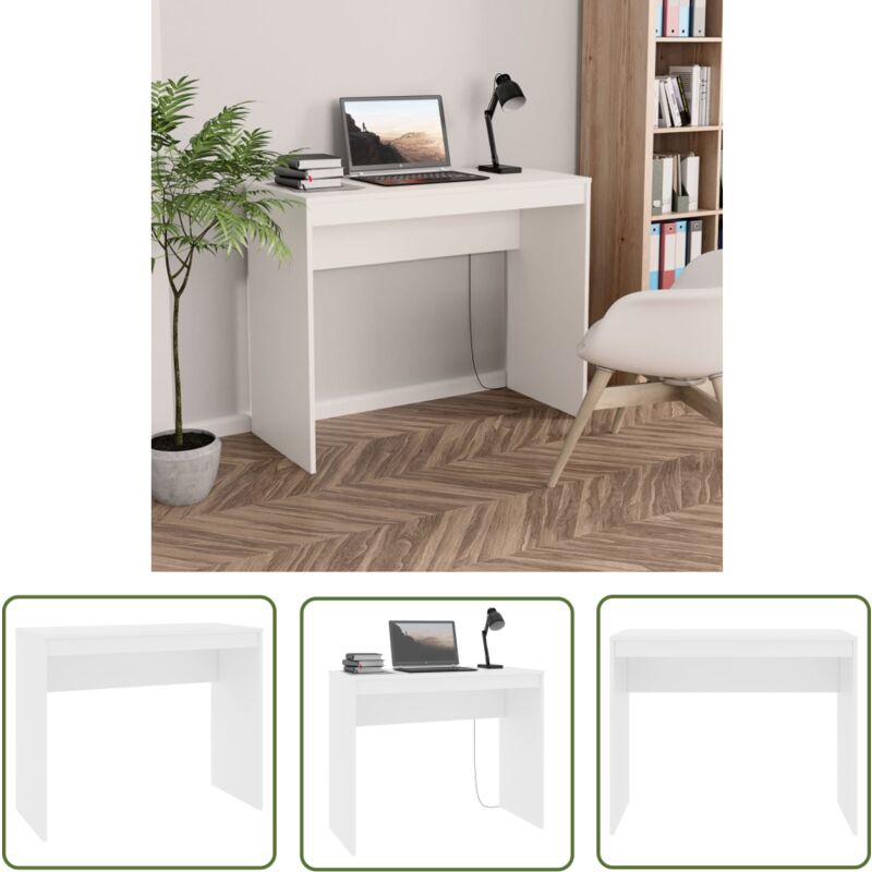 Longziming - The Living Store Schreibtisch Weiß 90×40×72 cm Holzwerkstoff - Schreibtisch - Weißer Schreibtisch - Holzwerkstoff Schreibtisch - Kleiner