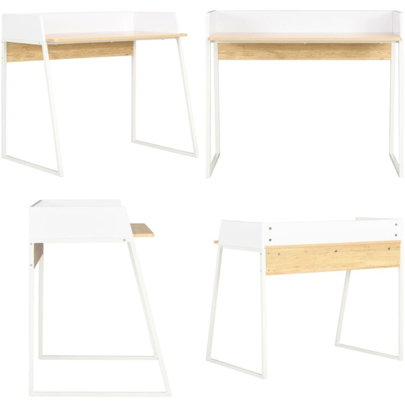 Vidaxl - Schreibtisch Weiß und Eiche 90x60x88 cm - Schreibtisch - Weißer Schreibtisch - Eichenschreibtisch - Home Office Möbel - Bürostuhl - Home &