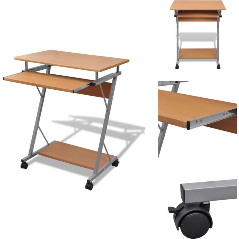 Vidaxl - Computertisch Computerwagen pc Tisch Bürotisch Laptop auf Rollen braun - Computertisch - Schreibtisch - Bürotisch - Laptoptisch - PC-Tisch
