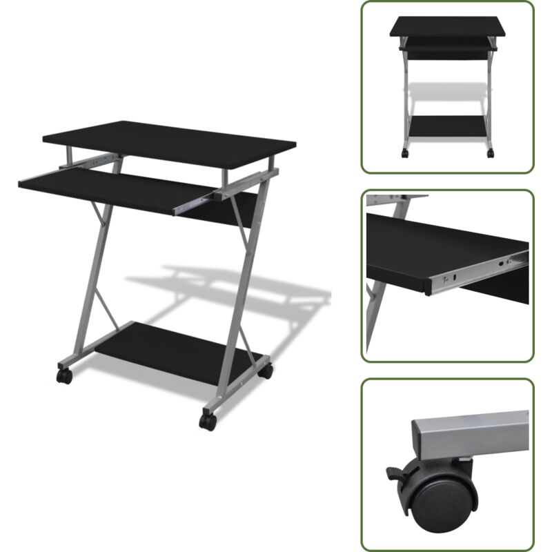 Vidaxl - Computertisch Computerwagen pc Tisch Bürotisch Laptop Rollen schwarz - Computertisch - Schreibtisch - Bürotisch - Laptoptisch - PC-Tisch
