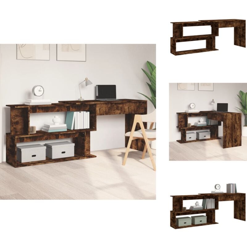 Vidaxl - Eckschreibtisch Räuchereiche 200x50x76 cm Holzwerkstoff - Schreibtisch - Eckschreibtisch - Home Office - Arbeitsplatz - Holzwerkstoff