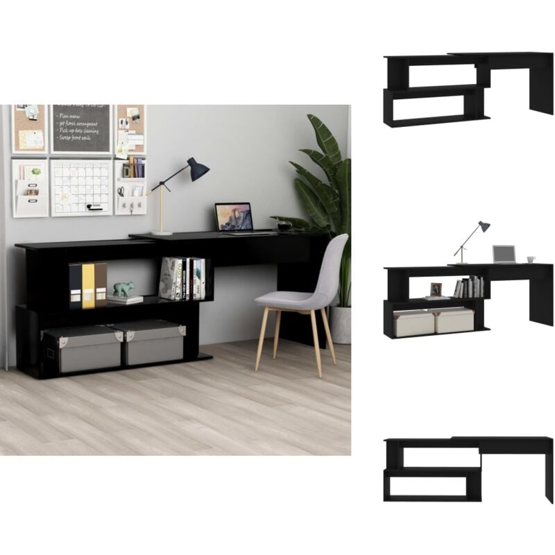 Vidaxl - Eckschreibtisch Schwarz 200x50x76 cm Holzwerkstoff - Eckschreibtisch - Schreibtisch Schwarz - Holzwerkstoff Schreibtisch - Drehbares