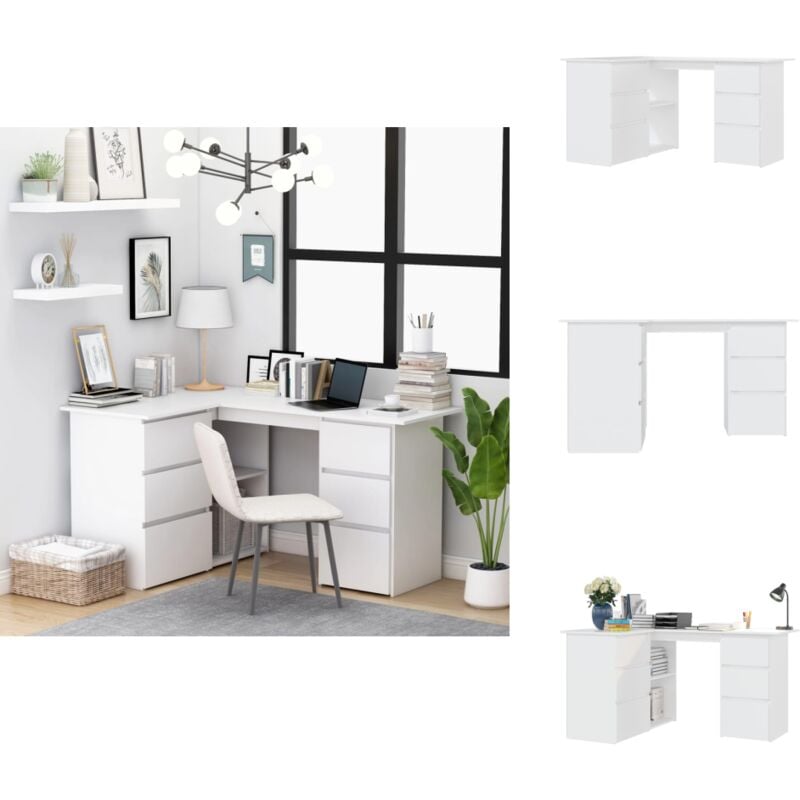 Vidaxl - Eckschreibtisch Weiß 145x100x76 cm Holzwerkstoff - Eckschreibtisch - Schreibtisch Weiß - Bürostuhl - Home Office - Arbeitsplatzgestaltung