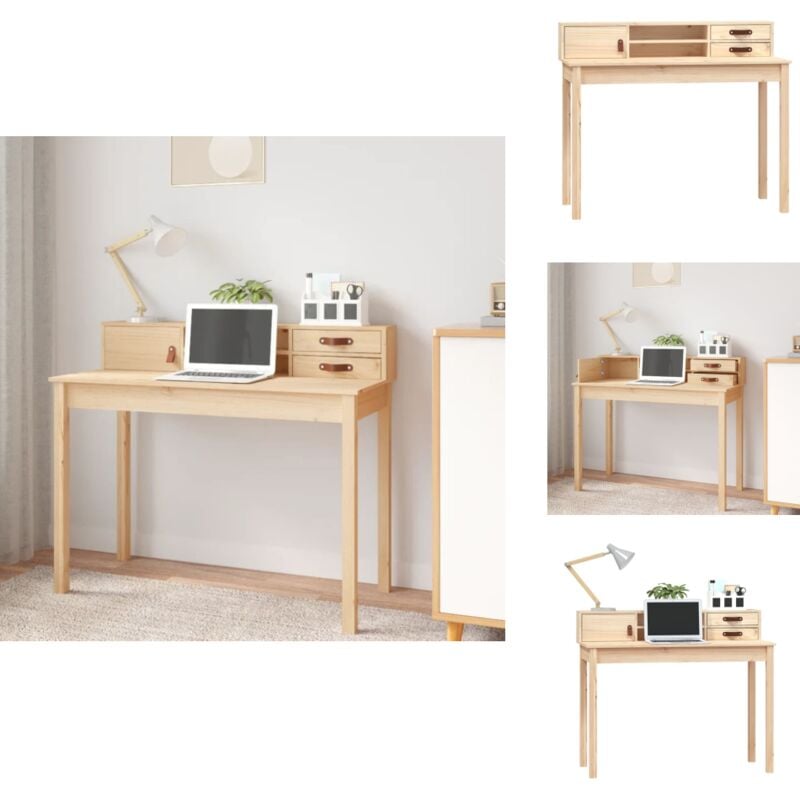 Schreibtisch 110x50x93 cm Massivholz Kiefer - Kiefernholz Schreibtisch - Bürotisch - Home Office Tisch - Schreibtisch Massiv - Kleiner Schreibtisch