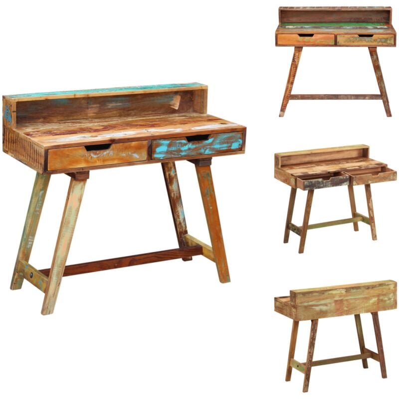 Vidaxl - Schreibtisch Altholz - Vintage Schreibtisch - Schreibtisch Aus Holz - Recyclingmöbel - Altholzmöbel - Schreibtisch Mit Schubladen