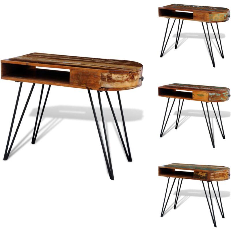 Vidaxl - Schreibtisch Altholz Massiv mit Eisenbeinen - Altholzmöbel - Vintage Schreibtisch - Retro Schreibtisch - Holz Schreibtisch - Industriel Stil