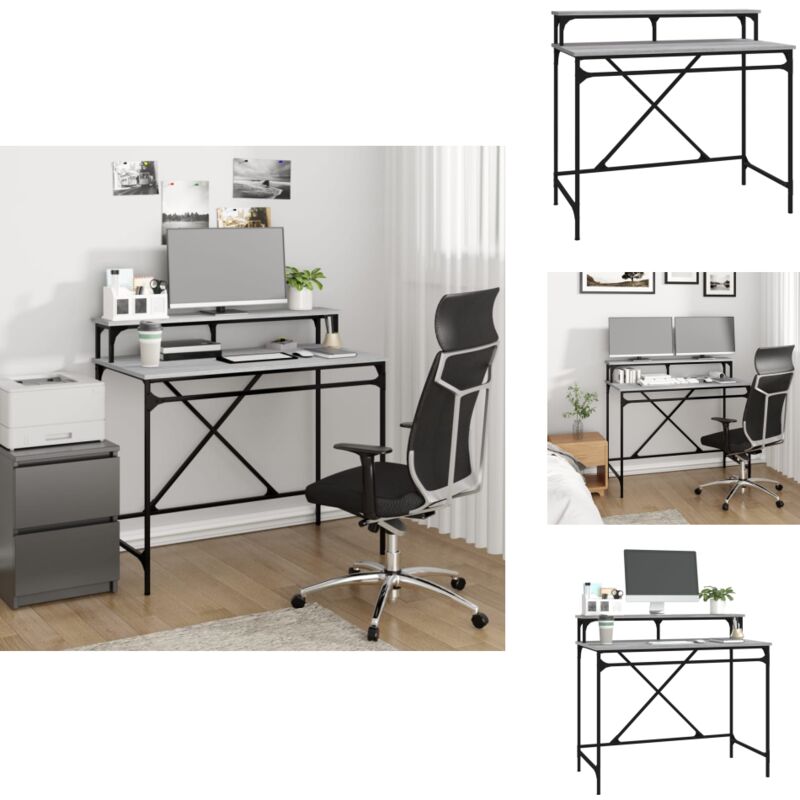 Schreibtisch Grau Sonoma 100x50x90 cm Holzwerkstoff und Eisen - Industrielles Design - Schreibtisch Grau - Bürotisch - Home Office - Schreibtisch Für
