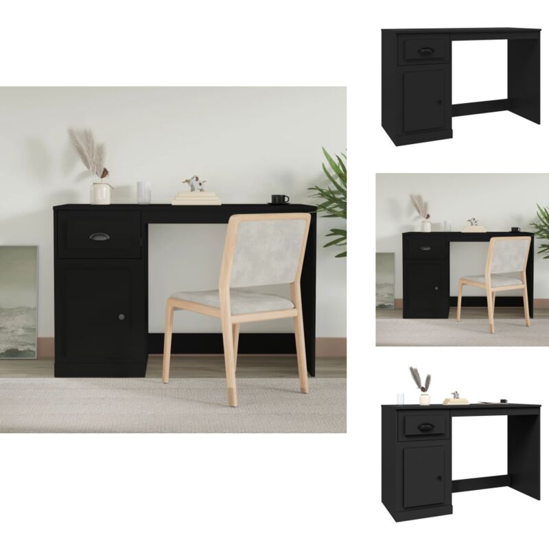 Schreibtisch mit Schublade Schwarz 115x50x75 cm Holzwerkstoff - Schwarzer Schreibtisch - Schreibtisch Schwarz - Moderner Schreibtisch - Holzwerkstoff