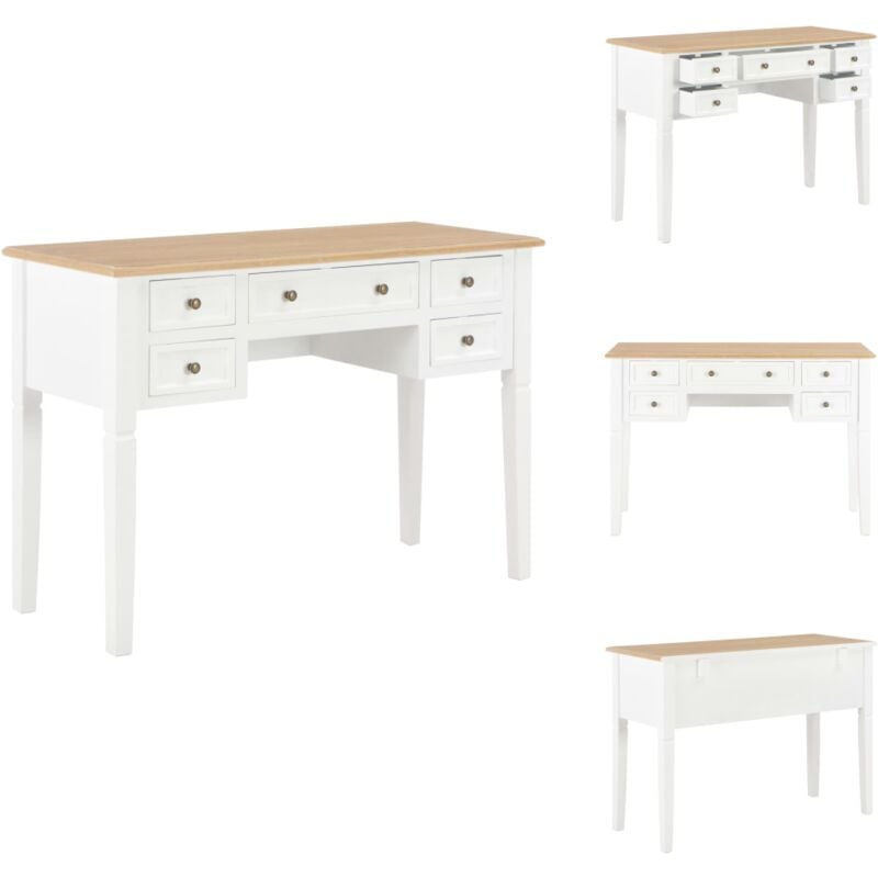 Schreibtisch Weiß 109,5 x 45 x 77,5 cm Holz - Holz Schreibtisch - Büro Schreibtisch - Büro Einrichtung - Schreibtisch Weiss - Großer Schreibtisch