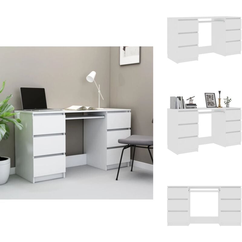 Schreibtisch Weiß 140x50x77 cm Holzwerkstoff - Schreibtisch - Bürostuhl - Home Office - Weißer Schreibtisch - Holzwerkstoff Schreibtisch