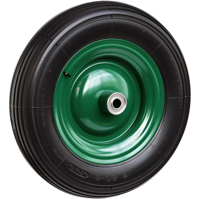 Wiltec - Rad 3.50-8 370-380 x 80-100 mm 120 kg, Schubkarren Komplettrad mit Metallfelge, Winkelventil, Luftreifen für Sackkarre, Bollerwagen u.a .