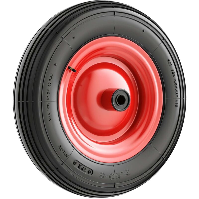 Wiltec - Rad 4.00-8 400 x 100 mm 160 kg, Schubkarren Komplettrad mit Stahlfelge, Winkelventil, Luftreifen für Sackkarre, Bollerwagen u.a .