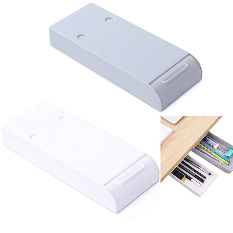 Csparkv - Schubladen-Organizer unter dem Schreibtisch, 2 Stück, selbstklebende Schublade unter dem Schreibtisch, versteckte