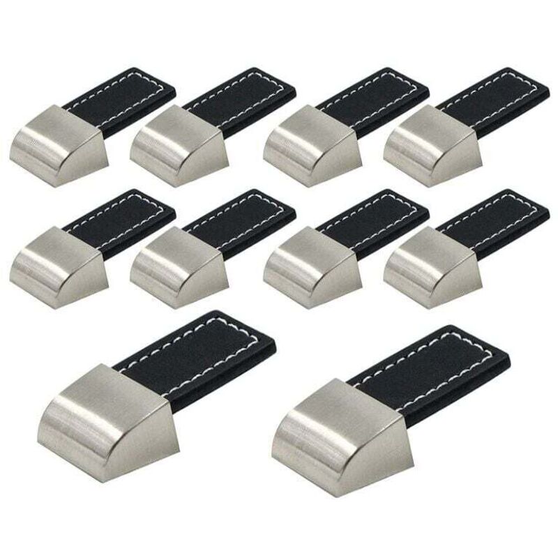 10 pezzi Pomelli per cassetti in pelle Pomelli per mobili in pelle nera con viti per pomelli in pelle per armadi, cucine e porte