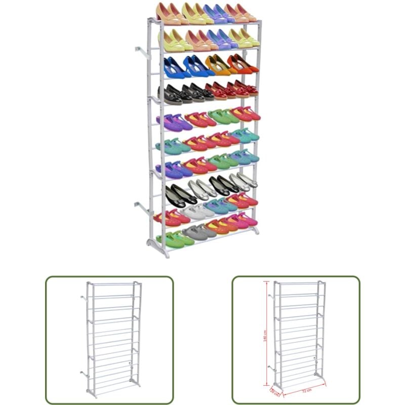 Schuhregal für 40 Paar Schuhe Schuhschrank 140cm - Schuhregal - Schuhschrank - Schrank Für Schuhe - Garderobe - Aufbewahrungssystem