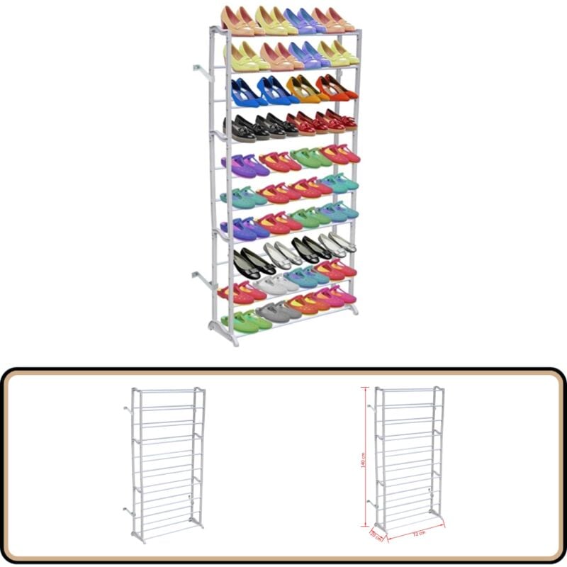 Vidaxl - Schuhregal für 40 Paar Schuhe Schuhschrank 140cm - Schuhregal - Schuhschrank - Schrank Für Schuhe - Garderobe - Aufbewahrungssystem