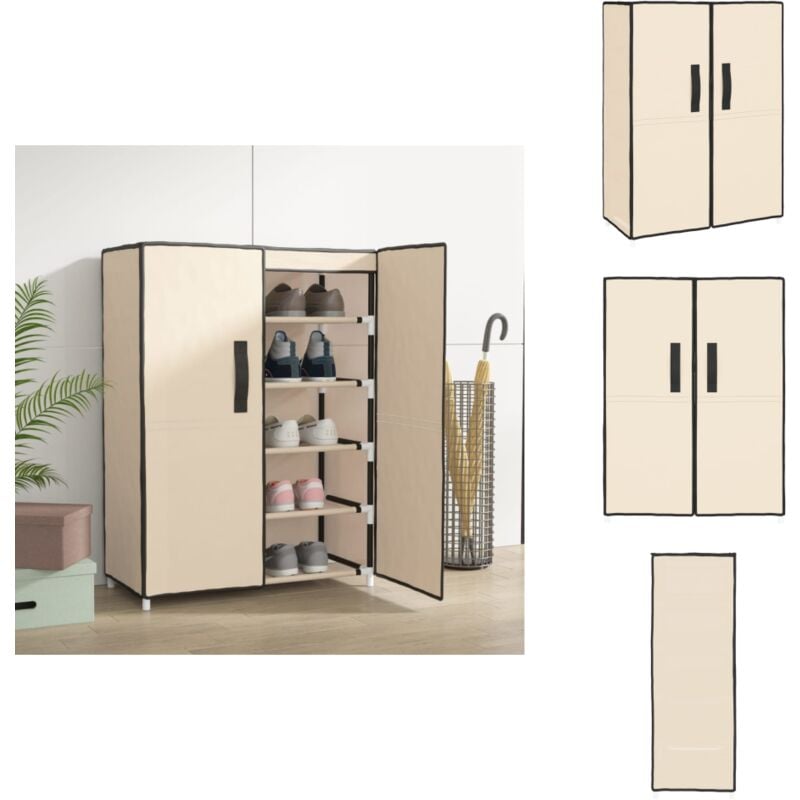 Schuhschrank Creme 60x28x90 cm Stoff - Schuhschrank - Schrank - Garderobe - Schuhregal - Aufbewahrungssystem