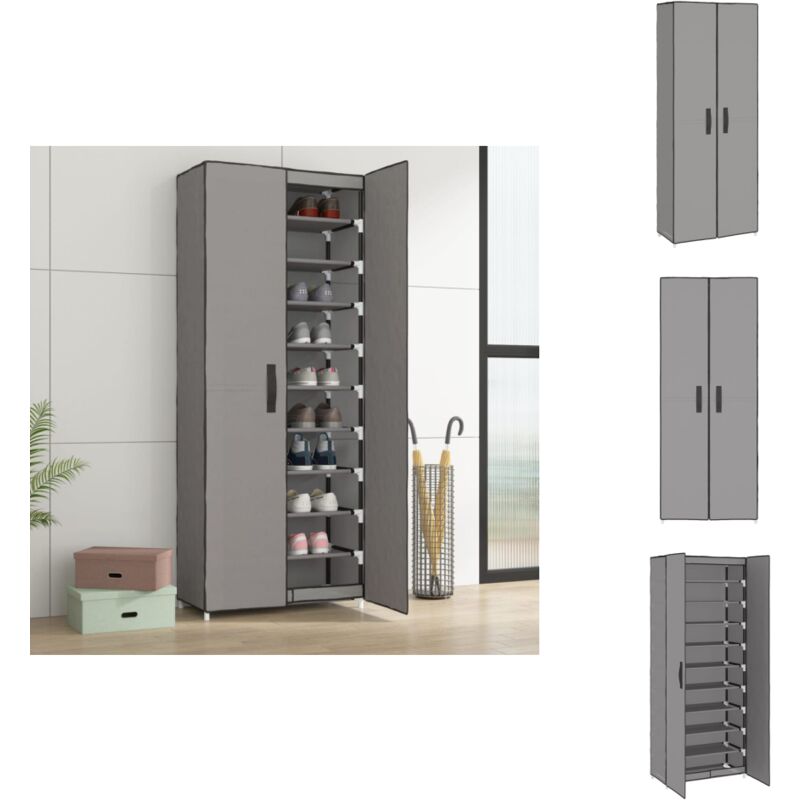 Vidaxl - Schuhschrank Grau 60x30x166 cm Stoff - Schuhschrank - Garderobe - Schuhregal - Aufbewahrungssystem - Einbauschrank