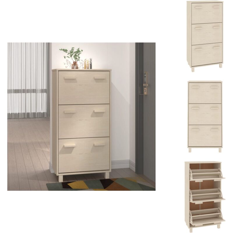Vidaxl - Schuhschrank hamar Honigbraun 59,5x35x117 cm Massivholz Kiefer - Holzschrank - Schuhschrank - Schrank - Garderobe - Aufbewahrung