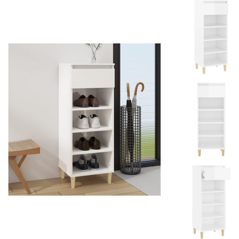 Vidaxl - Schuhschrank Hochglanz-Weiß 40x36x105 cm Holzwerkstoff - Schuhschrank - Schuhregal - Garderobe - Aufbewahrung - Weißes Möbelstück