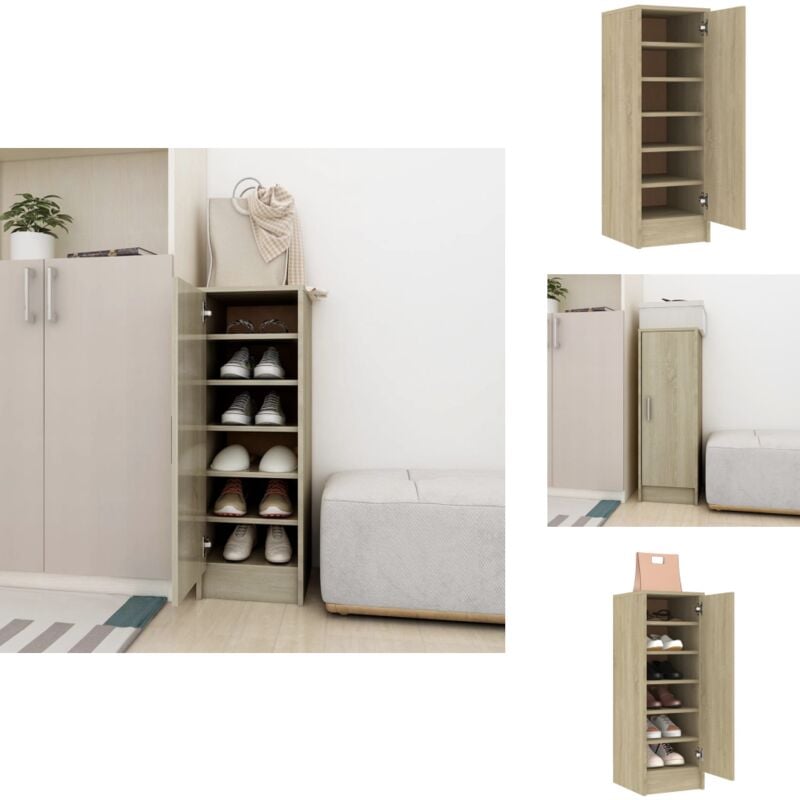 Vidaxl - Schuhschrank Sonoma-Eiche 32x35x92 cm Holzwerkstoff - Schuhschrank - Holzwerkstoff - Schuhorganisation - Garderobe - Wohnzimmermöbel